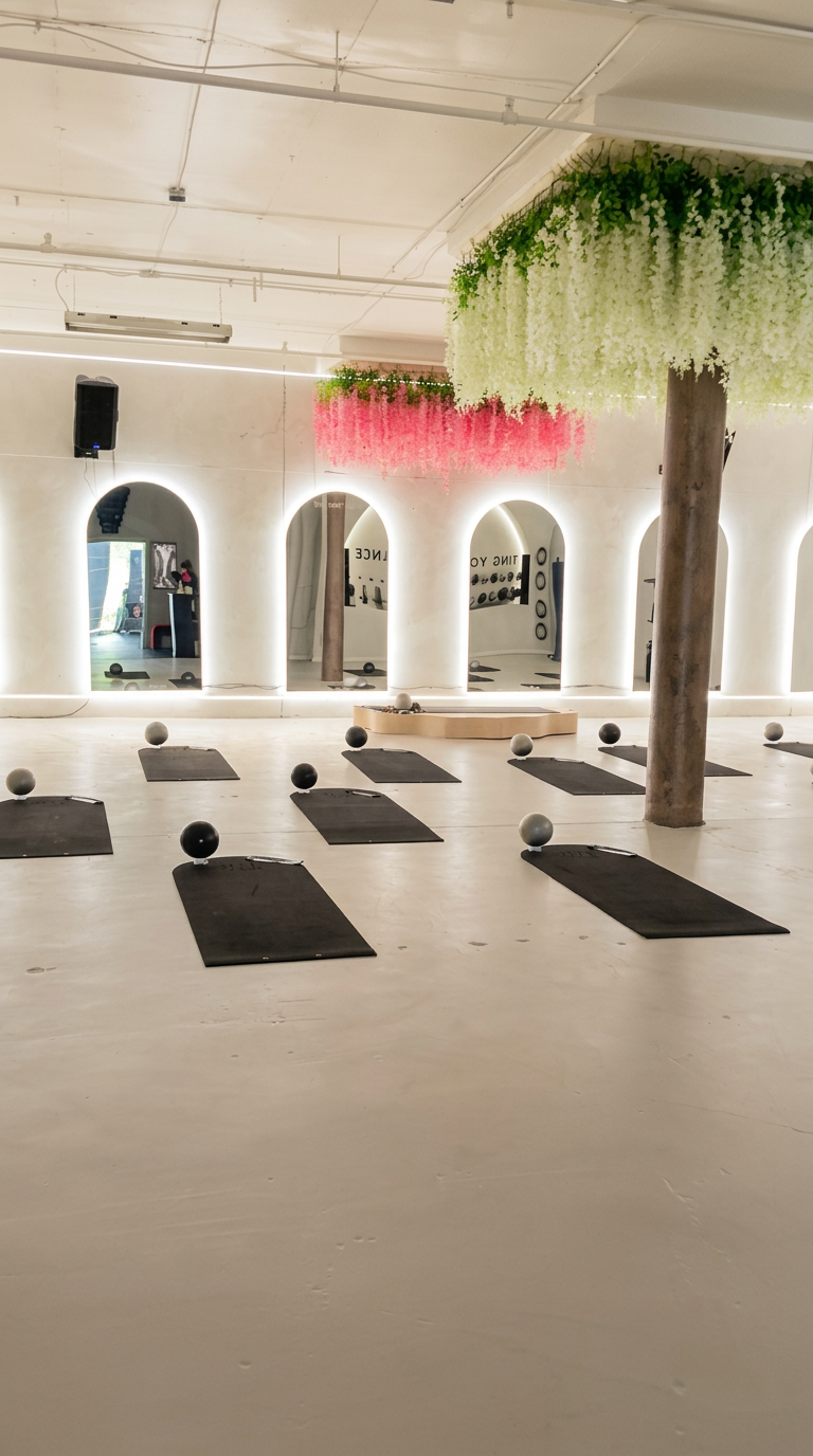 The Mat Club studio prepared for a Pilates class